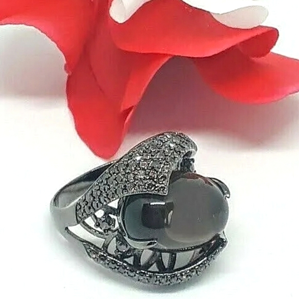 Natural Smoky Quartz 925 Sterling Sliver Ring Sz 6.5